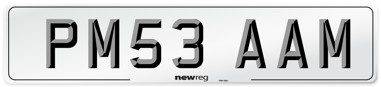 PM53 AAM Number Plate from New Reg